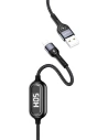 USAMS Nylon Cable U48 Lightning 1,2m 2A Fast Charging LED black SJ423USB01 (US-SJ423)
