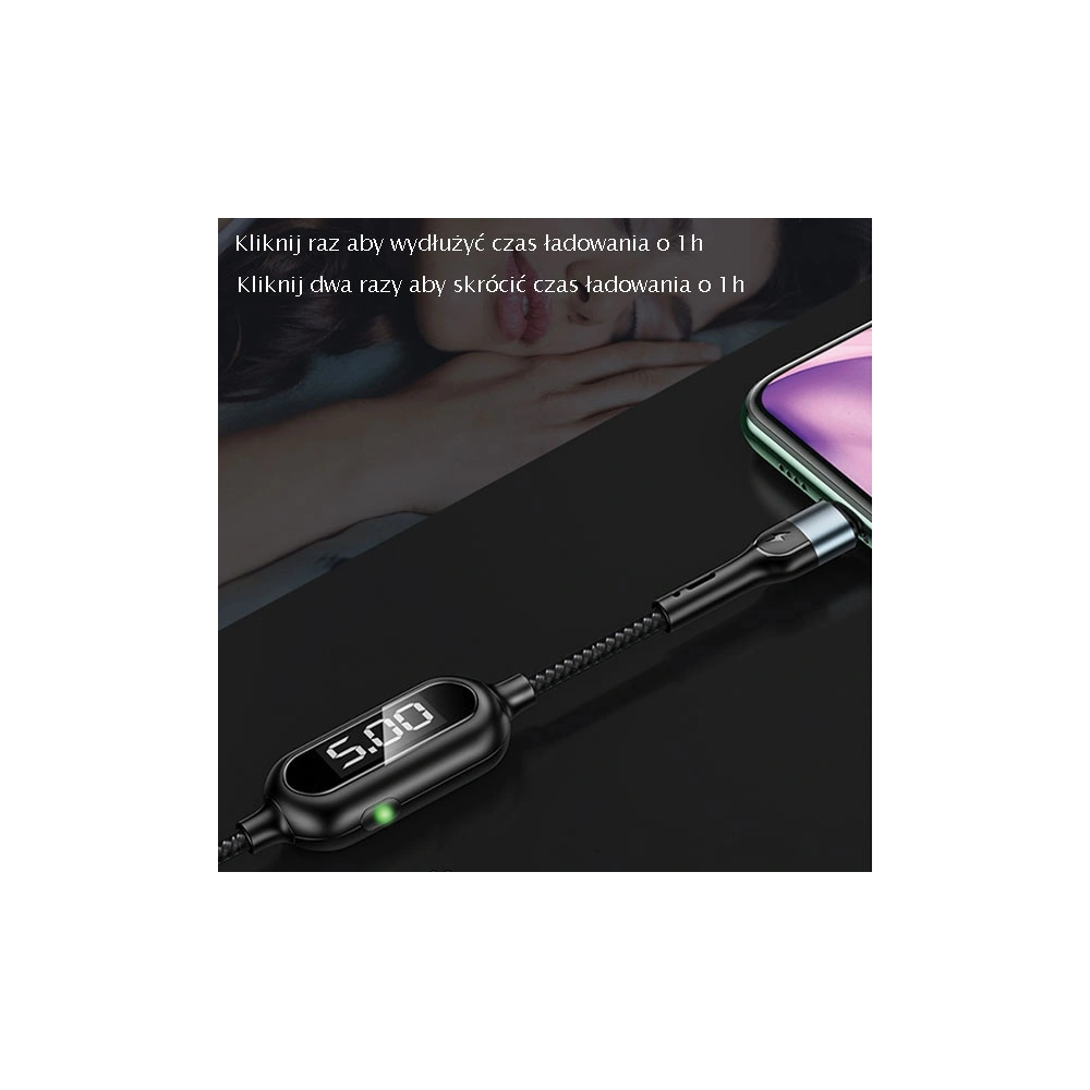 Hurtownia GSM - Pletený kabel USAMS U48 lightning 1,2m 2A rychlé nabíjení LED černý SJ423USB01 - USA309BLK - {ean13} - Hurt