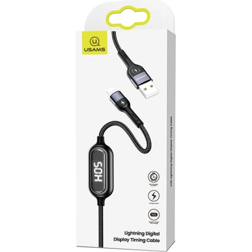 Kabel pleciony USAMS U48 lightning 1,2m 2A Fast Charging LED czarny/black SJ423USB01