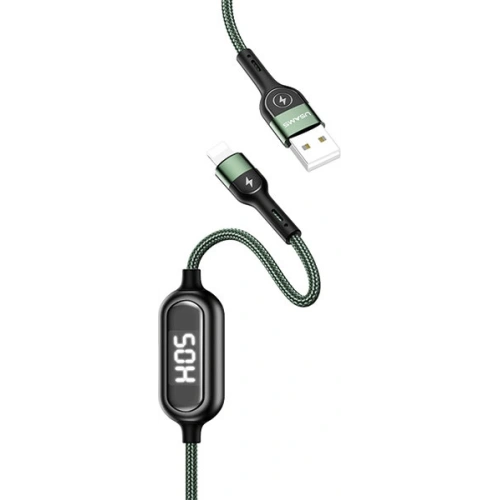 Kabel pleciony USAMS U48 lightning 1,2m 2A Fast Charging LED zielony/green SJ423USB02