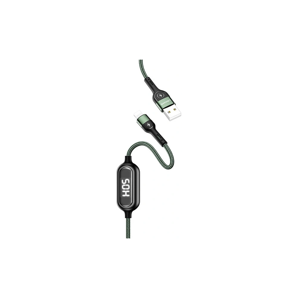Wholesale USAMS Nylon Cable U48 Lightning 1,2m 2A Fast Charging LED green SJ423USB02 (US-SJ423) - USA310GRN - {ean13} - Hurt