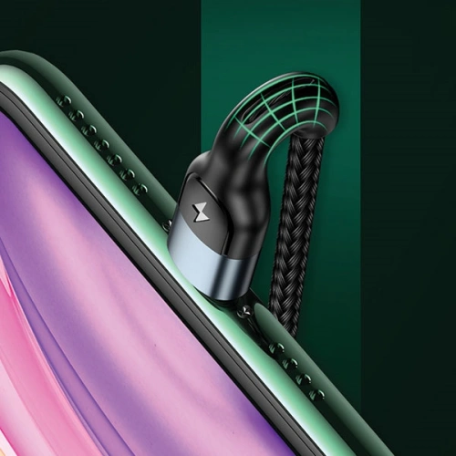 Kabel pleciony USAMS U48 lightning 1,2m 2A Fast Charging LED zielony/green SJ423USB02