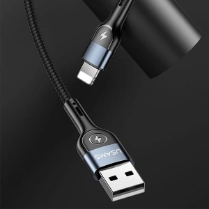 Hurtownia GSM - Kabel pleciony USAMS U48 lightning 1,2m 2A Fast Charging LED zielony/green SJ423USB02 - USA310GRN - {ean13} - Hurt