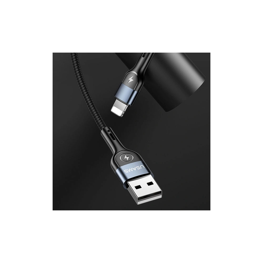 Wholesale USAMS Nylon Cable U48 Lightning 1,2m 2A Fast Charging LED green SJ423USB02 (US-SJ423) - USA310GRN - {ean13} - Hurt