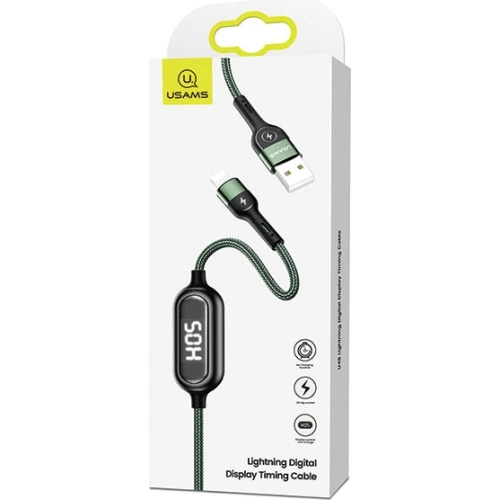 Kabel pleciony USAMS U48 lightning 1,2m 2A Fast Charging LED zielony/green SJ423USB02