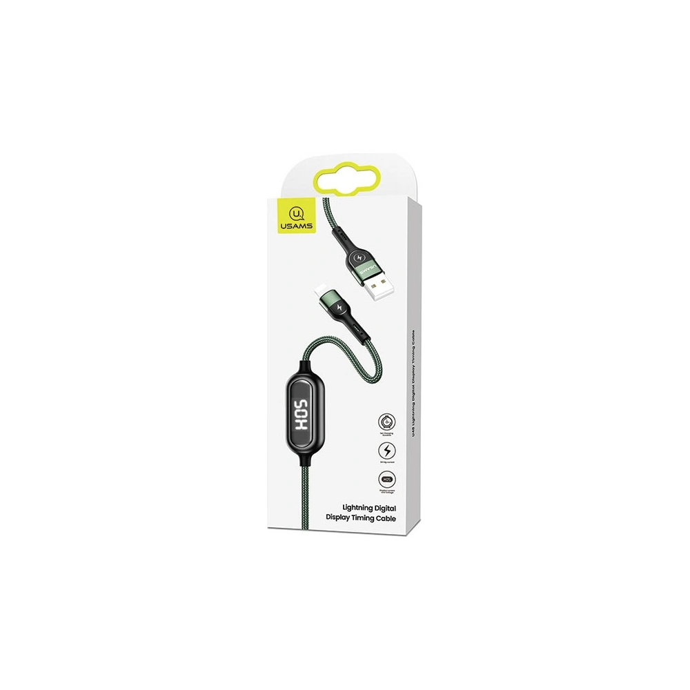 Wholesale USAMS Nylon Cable U48 Lightning 1,2m 2A Fast Charging LED green SJ423USB02 (US-SJ423) - USA310GRN - {ean13} - Hurt