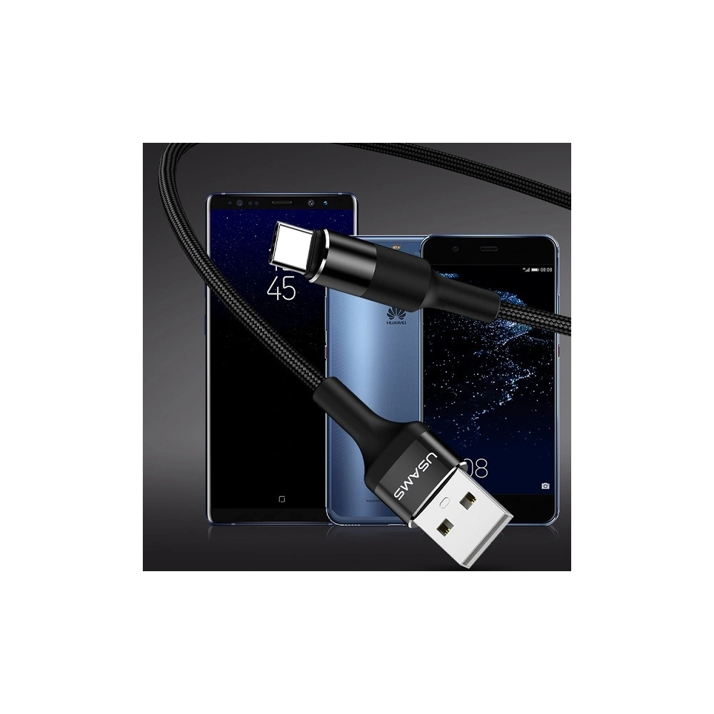 Hurtownia GSM - Kabel pletený USAMS U5 2A USB-C černý/black 1,2m SJ221TC01 - USA315BLK - {ean13} - Hurt