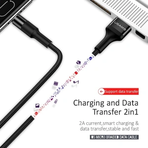 Hurtownia GSM - Kabel pleciony USAMS U5 2A USB-C czarny/black 1,2m SJ221TC01 - USA315BLK - {ean13} - Hurt