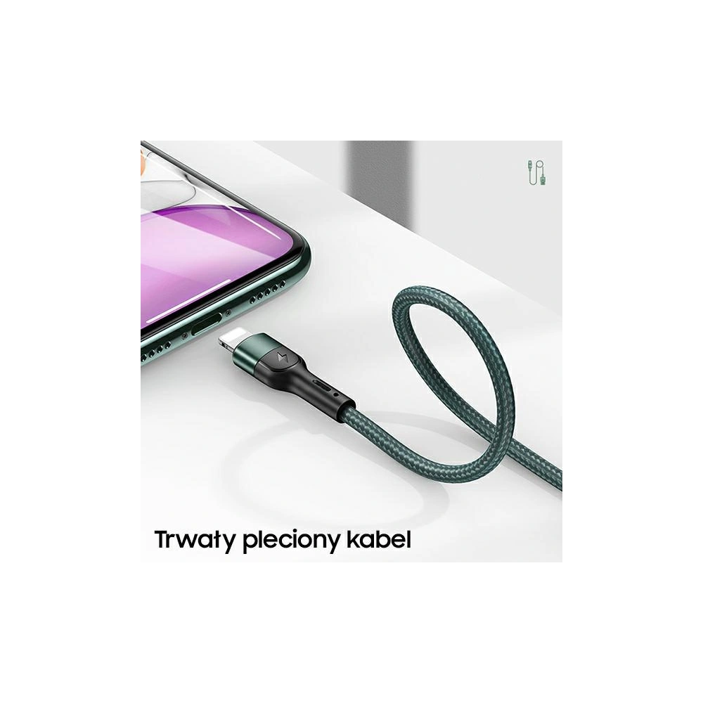Hurtownia GSM - Kabel pleciony USAMS U55 2A lightning U55 zielony/green 1m SJ448USBSG02 - USA318GRN - {ean13} - Hurt
