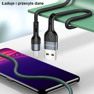 Wholesale USAMS Nylon Cable U55 2A microUSB U55 green 1m SJ450USBSG02 (US-SJ450) - USA321GRN - {ean13} - Hurt