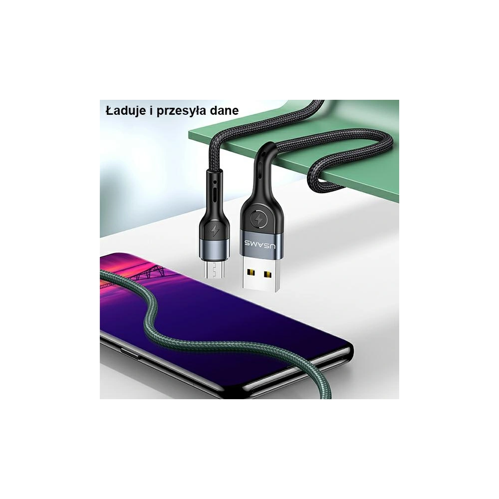 Hurtownia GSM - Kabel pleciony USAMS U55 2A microUSB U55 zielony/green 1m SJ450USBSG02 - USA321GRN - {ean13} - Hurt