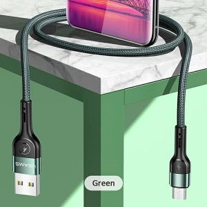 Wholesale USAMS Nylon Cable U55 2A microUSB U55 green 1m SJ450USBSG02 (US-SJ450) - USA321GRN - {ean13} - Hurt
