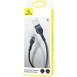 Wholesale USAMS Nylon Cable U55 2A microUSB black 1m SJ450USB01 (US-SJ450) - USA322BLK - {ean13} - Hurt