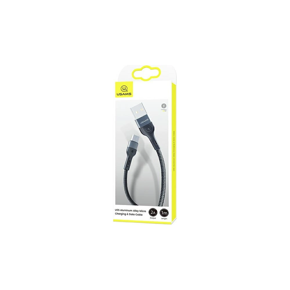 Hurtownia GSM - Kabel pleciony USAMS U55 2A micro USB czarny/black 1m SJ450USB01 - USA322BLK - {ean13} - Hurt
