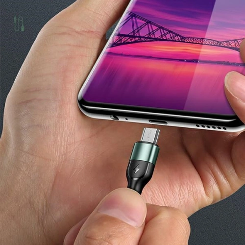 Kabel pleciony USAMS U55 2A micro USB zielony/green 1m SJ450USB02