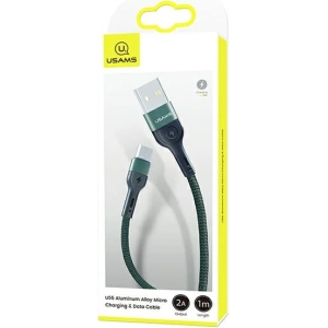 Wholesale USAMS Nylon Cable U55 2A microUSB green 1m SJ450USB02 (US-SJ450) - USA323GRN - {ean13} - Hurt