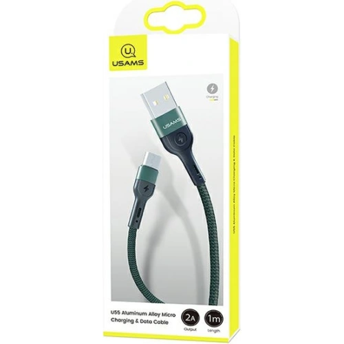 Kabel pleciony USAMS U55 2A micro USB zielony/green 1m SJ450USB02