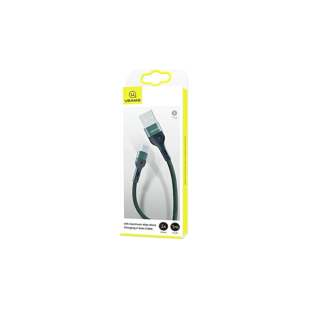 Hurtownia GSM - Kabel pleciony USAMS U55 2A micro USB zielony/green 1m SJ450USB02 - USA323GRN - {ean13} - Hurt
