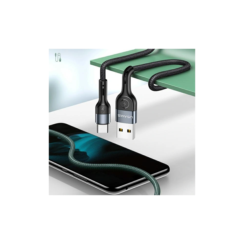 Hurtownia GSM - Kabel pletený USAMS U55 2A USB-C U55 zelený/green 1m SJ449USBSG02 - USA325GRN - {ean13} - Hurt