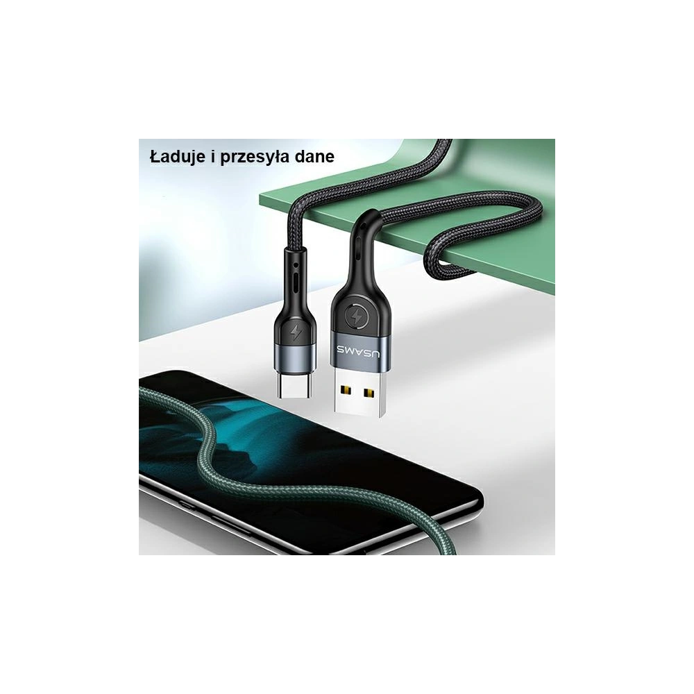 Hurtownia GSM - Kabel pleciony USAMS U55 2A USB-C czarny/black 1m SJ449USB01 - USA326BLK - {ean13} - Hurt