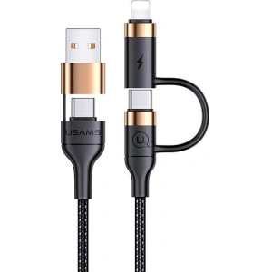 Hurtownia GSM - Kabel pleciony USAMS U62 2xUSB-C/USB-A /lightning 1,2m PD Fast Charge czarny/black SJ483USB01 - USA328BLK - {ean13} - Hurt