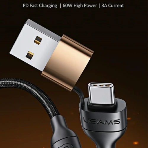 Kabel pleciony USAMS U62 2xUSB-C/USB-A /lightning 1,2m PD Fast Charge czarny/black SJ483USB01
