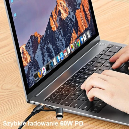 Kabel pleciony USAMS U62 2xUSB-C/USB-A /lightning 1,2m PD Fast Charge czarny/black SJ483USB01