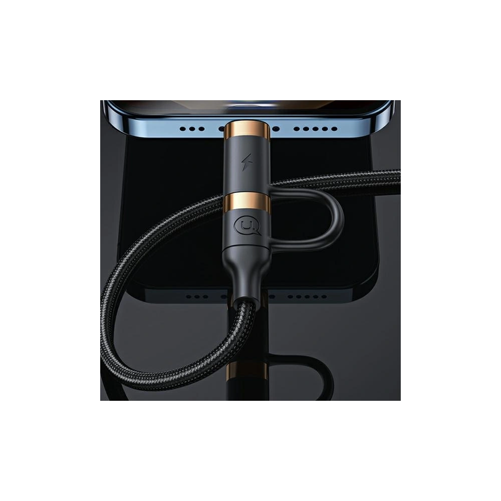 Wholesale USAMS Nylon Cable U62 2xUSB-C/USB-A /Lightning 1,2m PD Fast Charge black SJ483USB01 (US-SJ483) - USA328BLK - {ean13} - Hurt