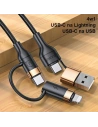 Wholesale USAMS Nylon Cable U62 2xUSB-C/USB-A /Lightning 1,2m PD Fast Charge black SJ483USB01 (US-SJ483) - USA328BLK - {ean13} - Hurt