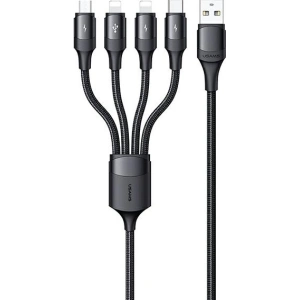 Wholesale USAMS Nylon Cable U73 4in1 1.2m 3A Fast Charge (2xLightning/microUSB/USB-C) SJ516USB01 (US-SJ516) - USA329 - {ean13} - Hurt