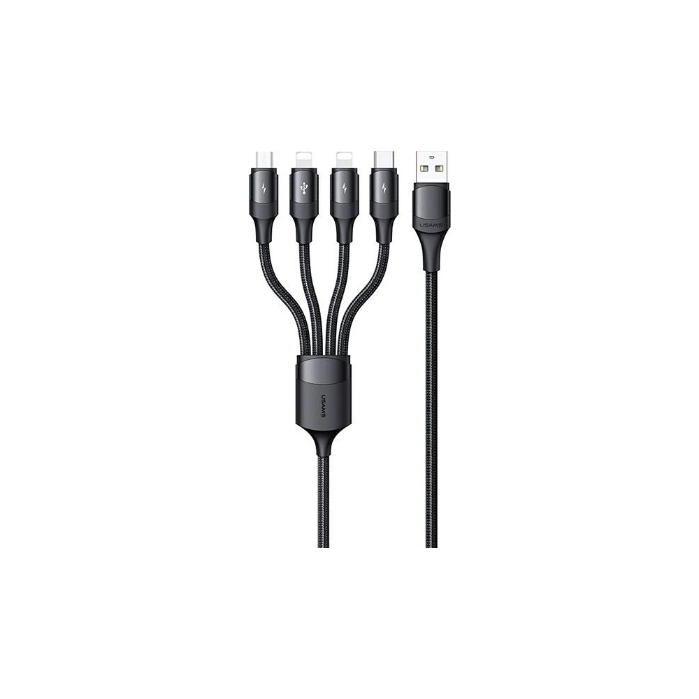 Hurtownia GSM - Kabel pletený USAMS U73 4w1 1.2m 3A Rychlé nabíjení (2xlightning/microUSB/USB-C) SJ516USB01 - USA329 - {ean13} - Hurt