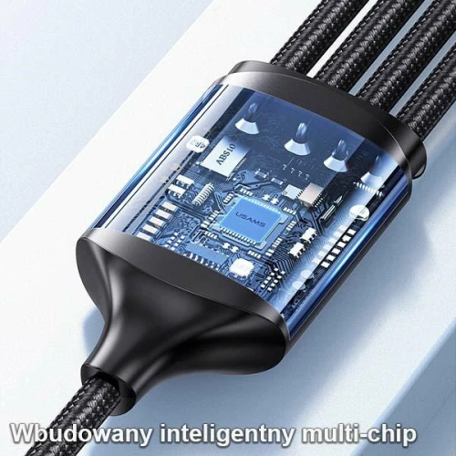 Kabel pleciony USAMS U73 4w1 1.2m 3A Fast Charge (2xlightning/microUSB/USB-C) SJ516USB01