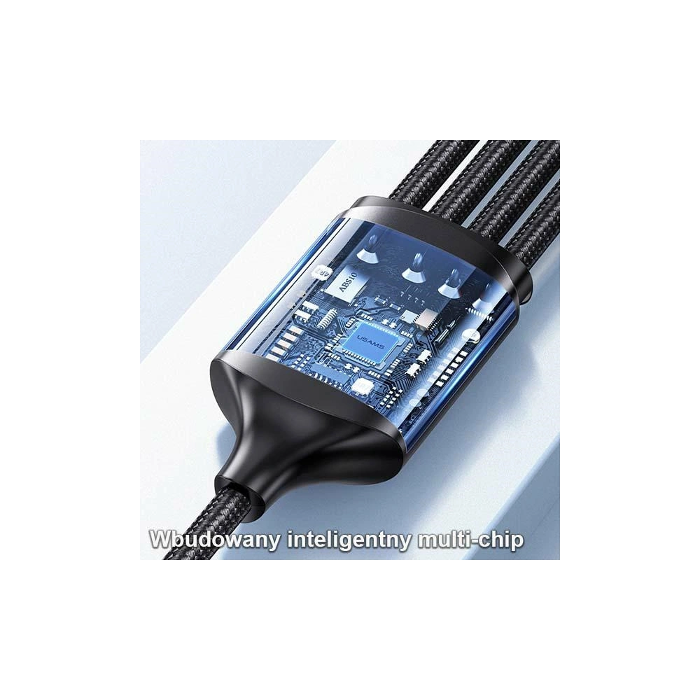 Hurtownia GSM - Kabel pletený USAMS U73 4w1 1.2m 3A Rychlé nabíjení (2xlightning/microUSB/USB-C) SJ516USB01 - USA329 - {ean13} - Hurt