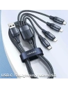 Wholesale USAMS Nylon Cable U73 4in1 1.2m 3A Fast Charge (2xLightning/microUSB/USB-C) SJ516USB01 (US-SJ516) - USA329 - {ean13} - Hurt