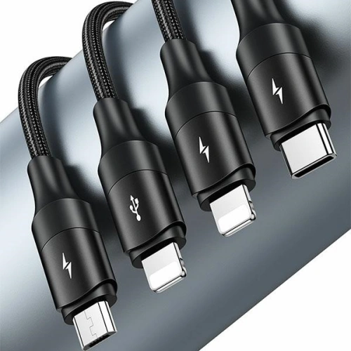 Kabel pleciony USAMS U73 4w1 1.2m 3A Fast Charge (2xlightning/microUSB/USB-C) SJ516USB01