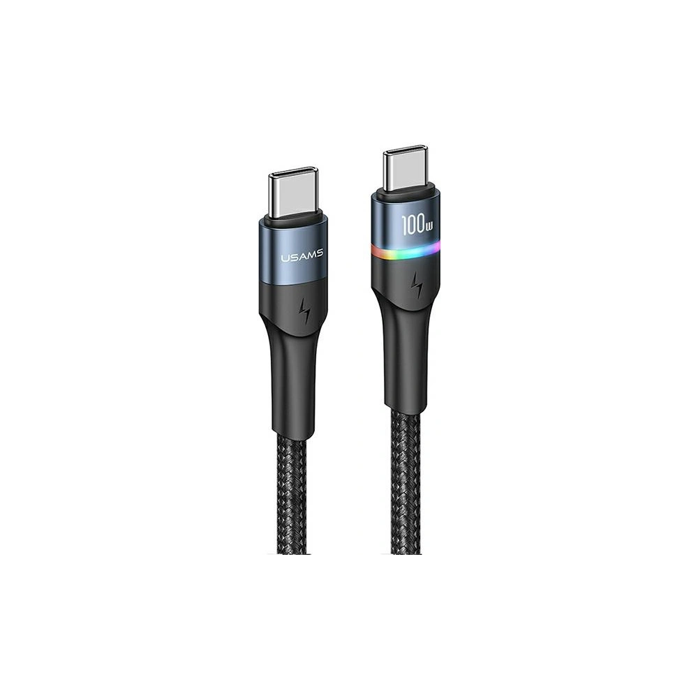Hurtownia GSM - Kabel pletený USAMS U76 USB-C na USB-C 100W PD Fast Charging 1.2m černý/black SJ537USB01 - USA330BLK - {ean13} - Hurt