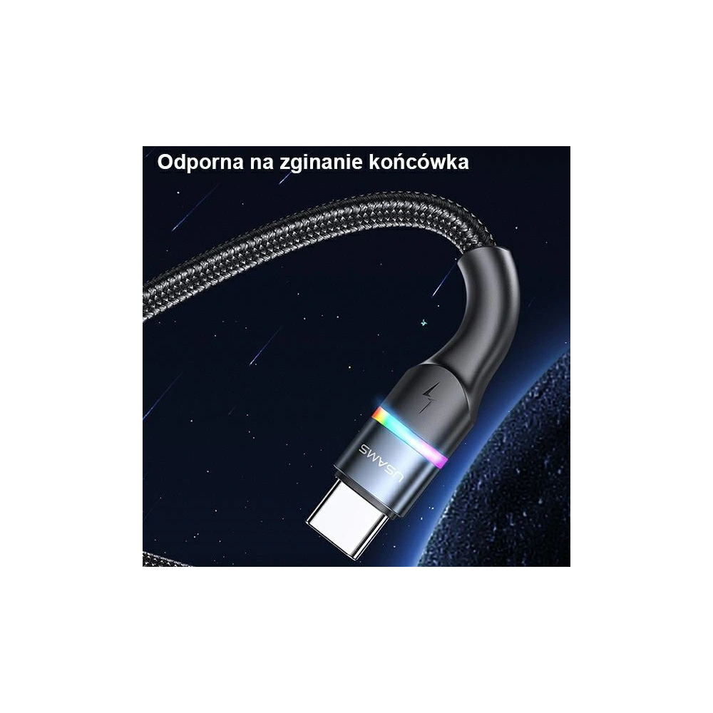 Hurtownia GSM - Kabel pleciony USAMS U76 USB-C na USB-C 100W PD Fast Charging 1.2m czarny/black SJ537USB01 - USA330BLK - {ean13} - Hurt