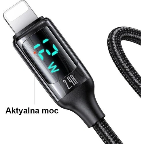 Kabel pleciony USAMS U78 lightning 1.2m LED 2.4A Fast Charging czarny/black SJ543USB01
