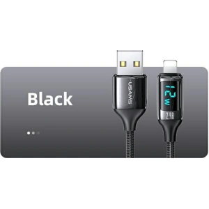 Hurtownia GSM - Kabel pleciony USAMS U78 lightning 1.2m LED 2.4A Fast Charging czarny/black SJ543USB01 - USA331BLK - {ean13} - Hurt