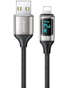 USAMS Nylon Cable U78 Lightning 1.2m LED 2.4A Fast Charging silver black SJ543USB02 (US-SJ543)