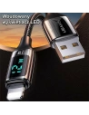 Wholesale USAMS Nylon Cable U78 Lightning 1.2m LED 2.4A Fast Charging silver black SJ543USB02 (US-SJ543) - USA332SLVBLK - {ean13} - Hurt