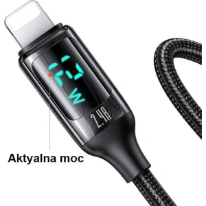 Hurtownia GSM - Kabel pleciony USAMS U78 lightning 1.2m LED 2.4A Fast Charging silver black SJ543USB02 - USA332SLVBLK - {ean13} - Hurt