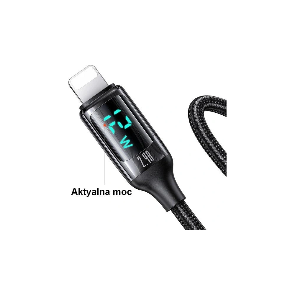 Wholesale USAMS Nylon Cable U78 Lightning 1.2m LED 2.4A Fast Charging silver black SJ543USB02 (US-SJ543) - USA332SLVBLK - {ean13} - Hurt