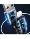 Wholesale USAMS Nylon Cable U78 Lightning 1.2m LED 2.4A Fast Charging silver black SJ543USB02 (US-SJ543) - USA332SLVBLK - {ean13} - Hurt