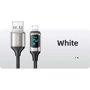 Hurtownia GSM - Kabel pleciony USAMS U78 lightning 1.2m LED 2.4A Fast Charging silver black SJ543USB02 - USA332SLVBLK - {ean13} - Hurt