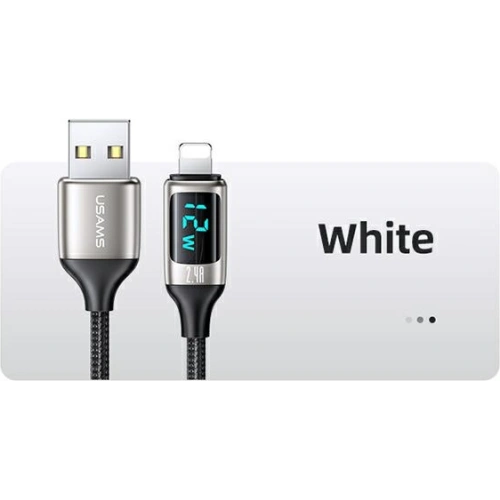 Kabel pleciony USAMS U78 lightning 1.2m LED 2.4A Fast Charging silver black SJ543USB02