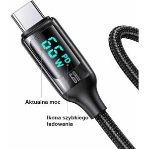 Hurtownia GSM - Kabel pleciony USAMS U78 USB-C 1.2m LED 6A Fast Charging biały/white SJ544USB02 - USA333WHT - {ean13} - Hurt