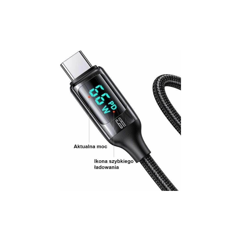 Hurtownia GSM - Kabel pletený USAMS U78 USB-C 1.2m LED 6A Rychlé nabíjení bílý/white SJ544USB02 - USA333WHT - {ean13} - Hurt