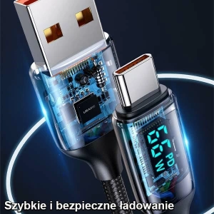 Hurtownia GSM - Kabel pleciony USAMS U78 USB-C 1.2m LED 6A Fast Charging biały/white SJ544USB02 - USA333WHT - {ean13} - Hurt