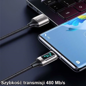 Hurtownia GSM - Kabel pleciony USAMS U78 USB-C 1.2m LED 6A Fast Charging biały/white SJ544USB02 - USA333WHT - {ean13} - Hurt